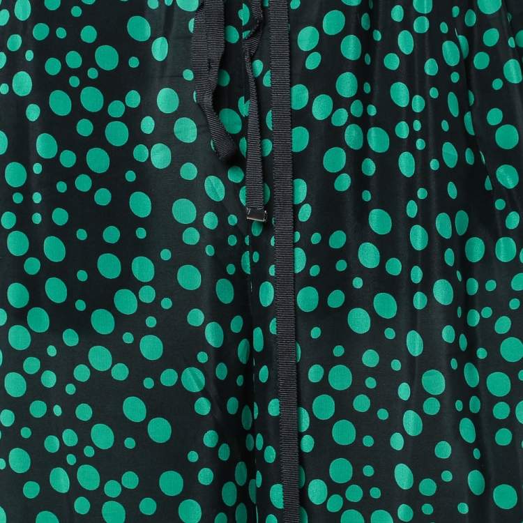 مملوكة مسبقًا CH Carolina Herrera Black Polka Dot Print Silk Blend Palazzo Trousers S