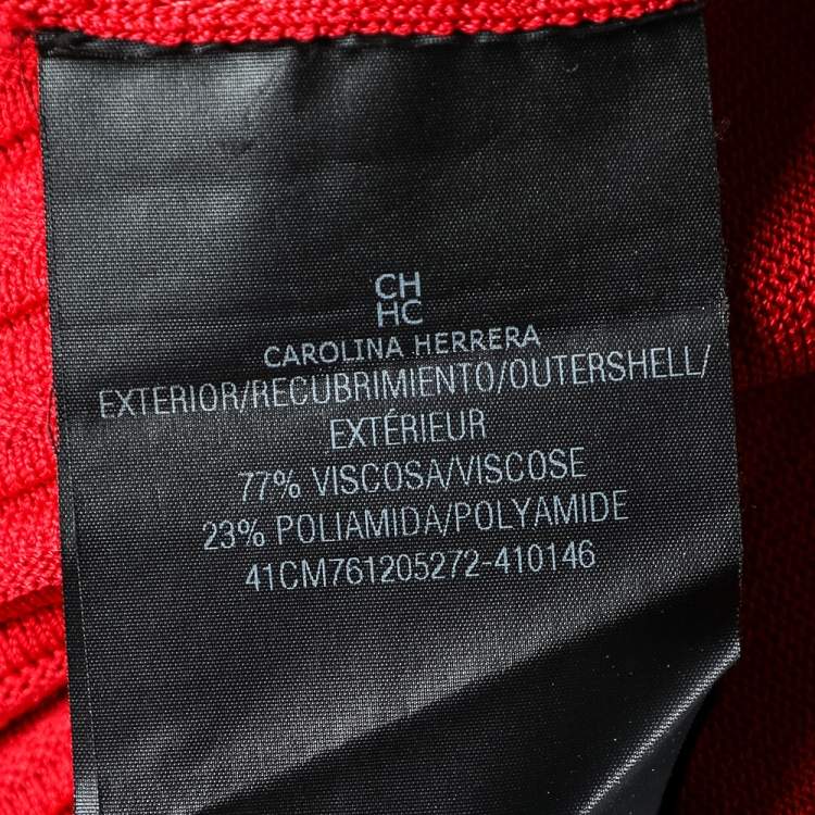 Pre Owned CH Carolina Herrera Red Rib Knit Flared Dress M