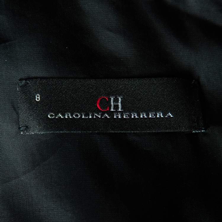 Pre Owned  CH Carolina Herrera Pink Embossed Floral Jacquard Sleeveless Dress M 