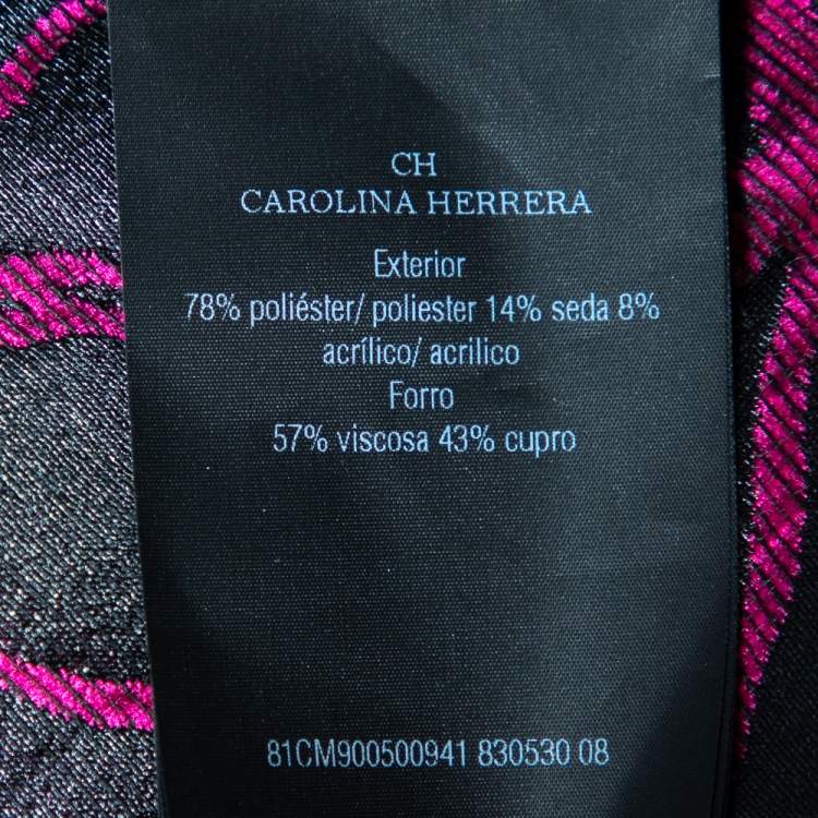 Pre Owned  CH Carolina Herrera Pink Embossed Floral Jacquard Sleeveless Dress M 