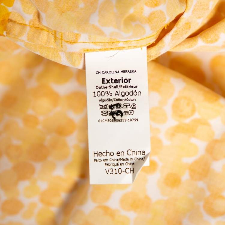Pre Owned CH Carolina Herrera Yellow Cotton Abstract Printed Short Sleeve Shirt Dress XL