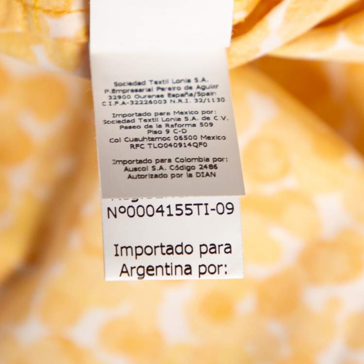 Pre Owned CH Carolina Herrera Yellow Cotton Abstract Printed Short Sleeve Shirt Dress XL