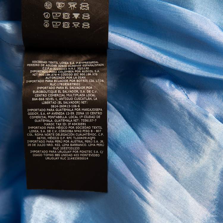 Pre Owned CH Carolina Herrera Blue Textured Silk Flared Mini Dress L