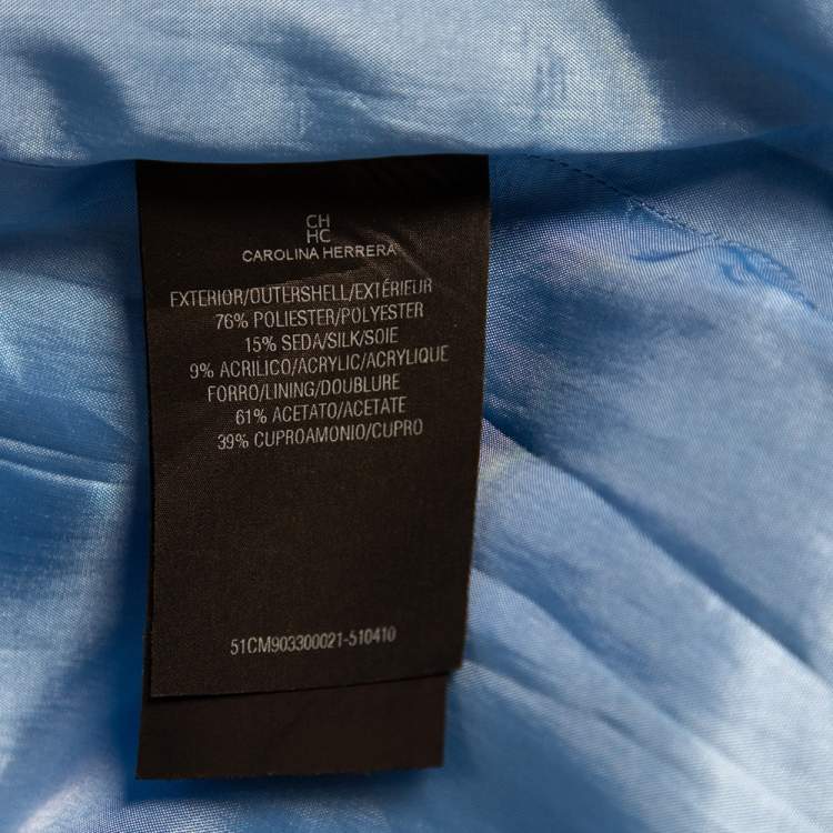 Pre Owned CH Carolina Herrera Blue Textured Silk Flared Mini Dress L