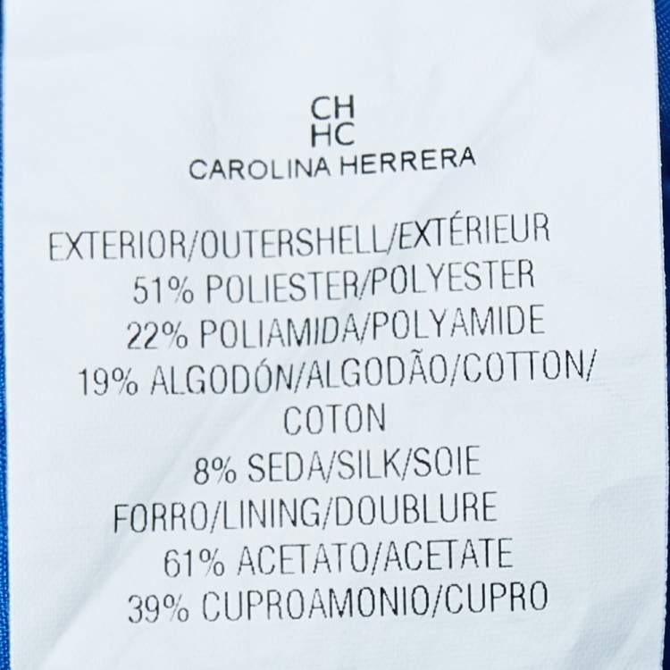 Pre Owned CH Carolina Herrera Blue Striped Silk Sleeveless Pleated Dress M