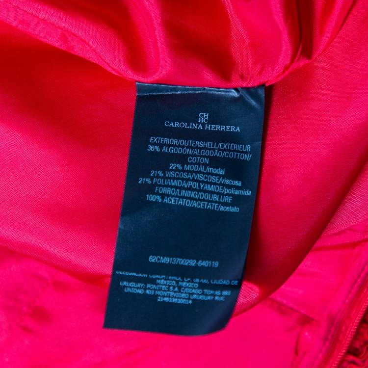 Pre Owned CH Carolina Herrera Red Floral Lace Sleeveless Maxi Dress M