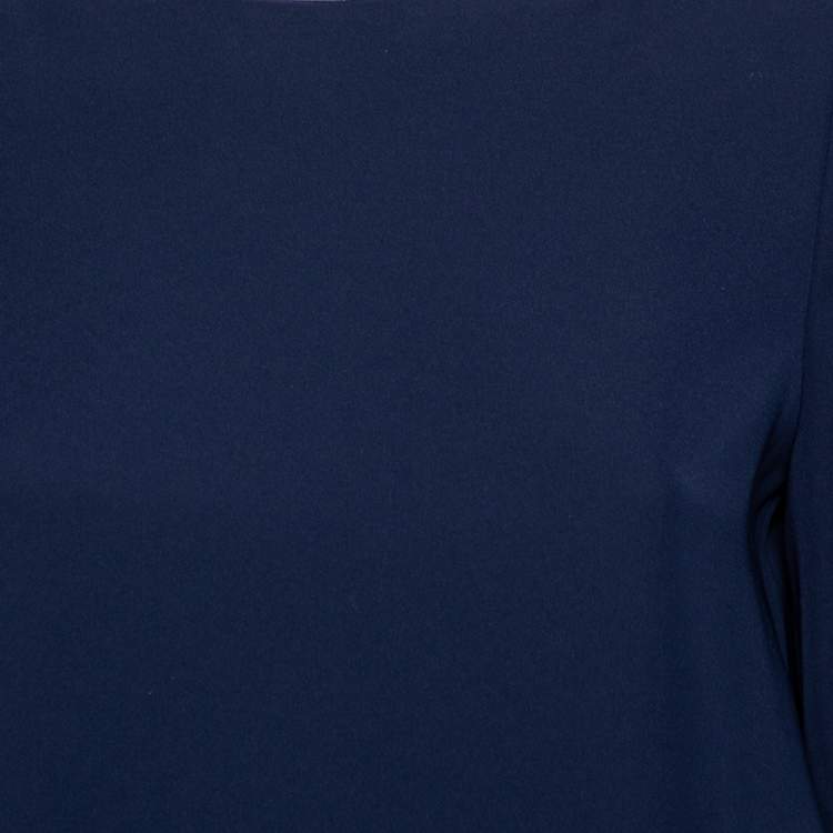 Pre Owned CH Carolina Herrera Navy Blue Crepe Tie-Up Detailed Suit Set M