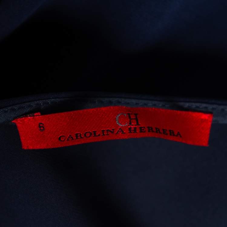 Pre Owned CH Carolina Herrera Navy Blue Crepe Tie-Up Detailed Suit Set M