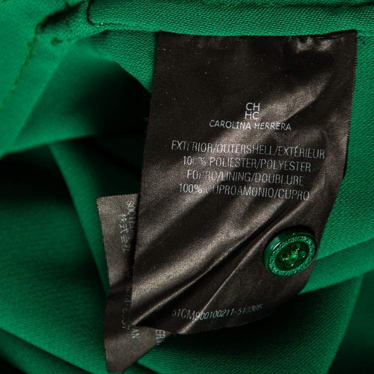 Pre Owned CH Carolina Herrera Green Crepe Belted Dress S