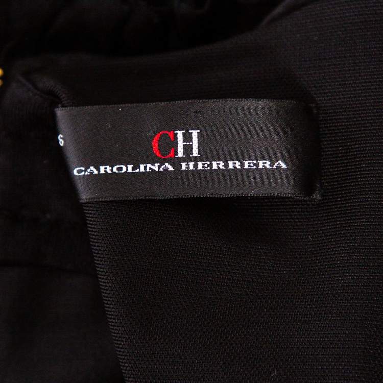 مملوكة مسبقًا CH Carolina Herrera Black Silk Ruffle Yoke Detail Sleeveless Maxi Dress M