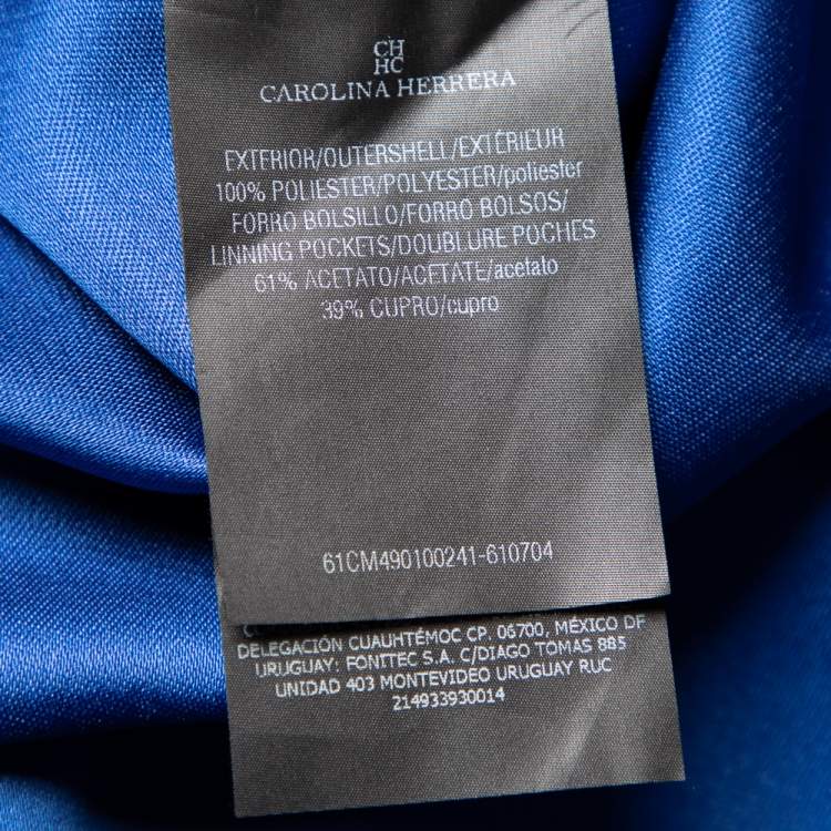 Pre Owned CH Carolina Herrera Royal Blue Taffeta Pleated Front Detail Asymmetric Hem Maxi Skirt M