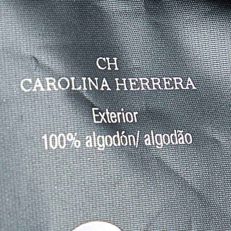 Pre Owned CH Carolina Herrera Navy Blue Cotton Contrast Detail Belted Midi Skirt M