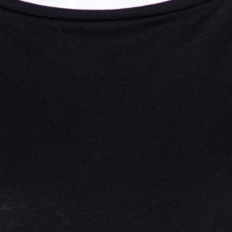 Pre Owned CH Carolina Herrera Black Cotton & Lace Trimmed Top L 