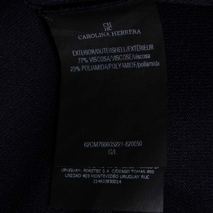 Pre Owned CH Carolina Herrera Navy Blue Knit Button Front Cardigan L