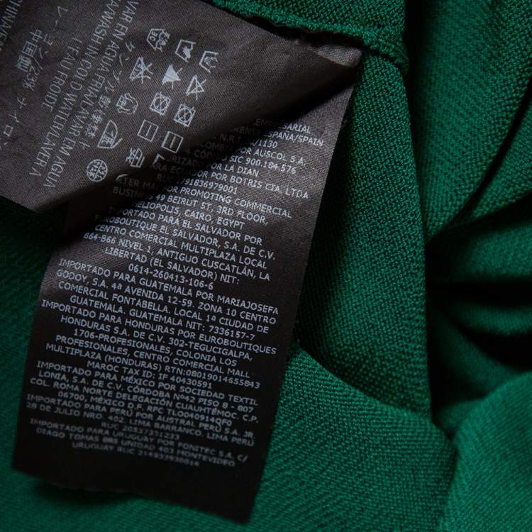 Pre Owned CH Carolina Herrera Green Knit Contrast Bow Detail Short Sleeve Top S