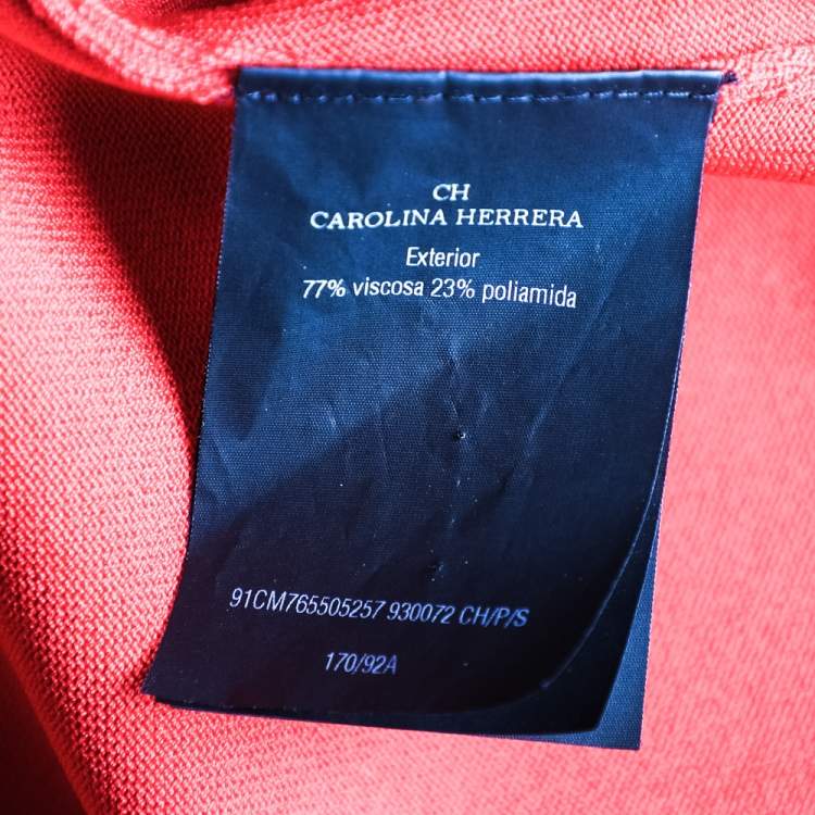 Pre Owned CH Carolina Herrera Red Knit Zip Front Jacket S