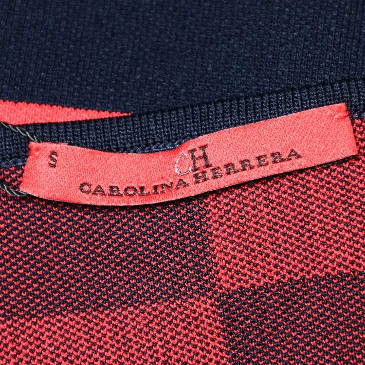Pre Owned CH Carolina Herrera Red Stripe Knit Top S