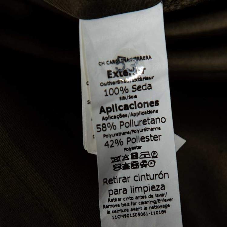 مملوكة مسبقًا CH Carolina Herrera Olive Green Silk Belted Short Dress M 