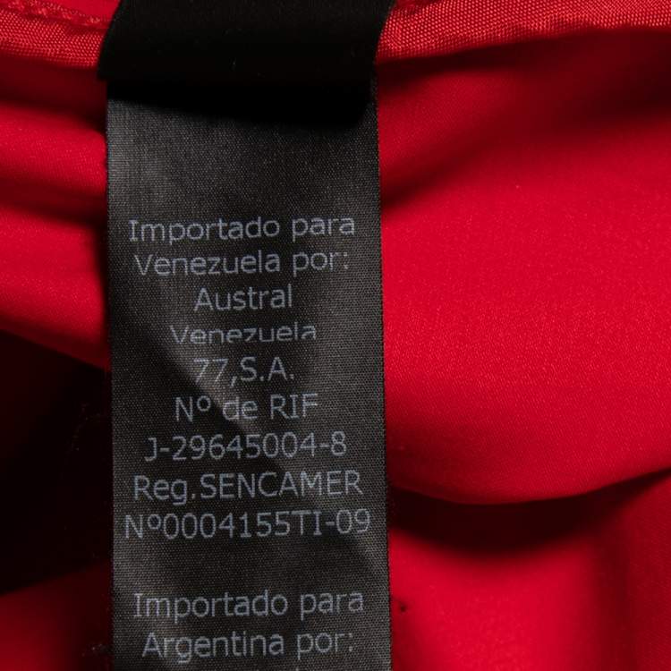 Pre Owned CH Carolina Herrera Red Cotton Waist Tie Detailed Zip Front Jacket M