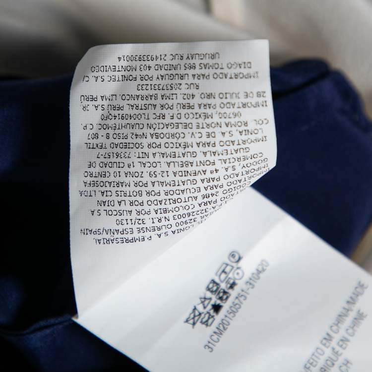 Pre Owned CH Carolina Herrera Blue Silk Contrast Paneled Blouse M