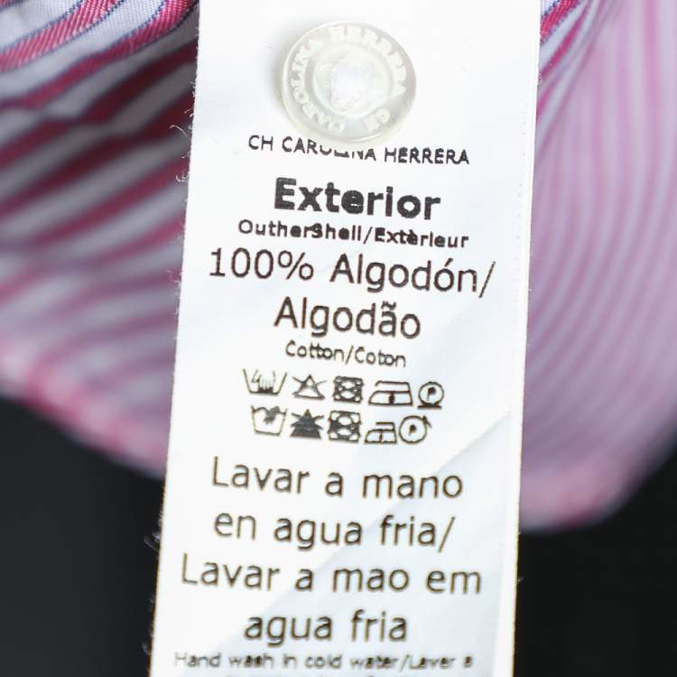 مملوكة مسبقًا CH Carolina Herrera Pink Striped Cotton Contrast Trim Shirt S