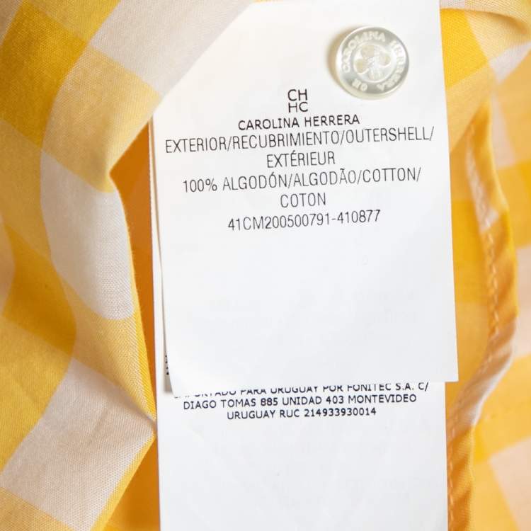 Pre Owned CH Carolina Herrera Yellow Checked Cotton Long Sleeve Shirt L