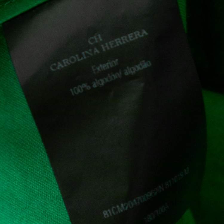 Pre Owned CH Carolina Herrera Green Cotton Eyelet Cut Top M