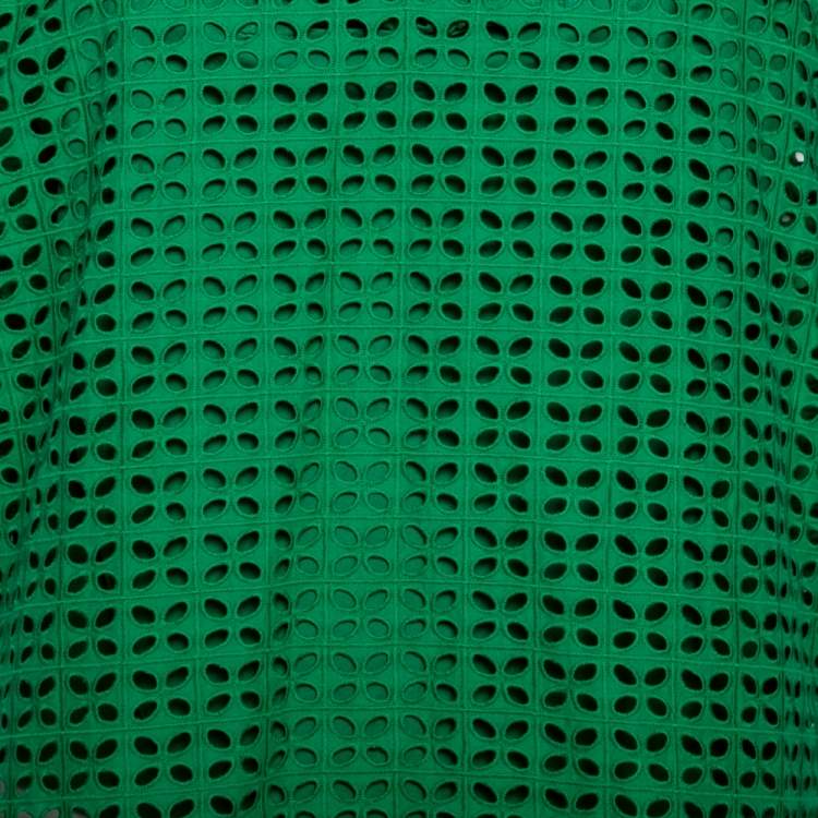 Pre Owned CH Carolina Herrera Green Cotton Eyelet Cut Top M