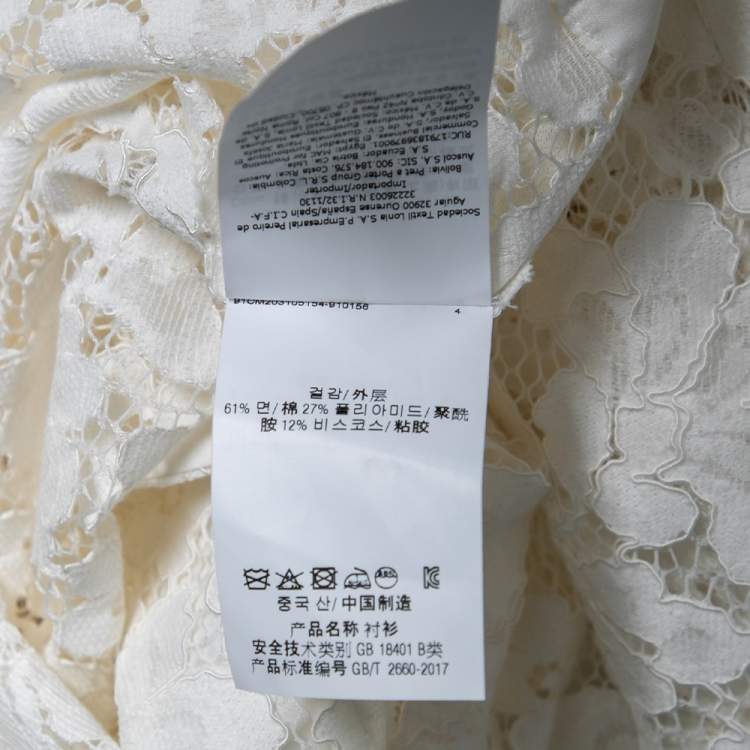 Pre Owned CH Carolina Herrera White Floral Lace Belted Tunic S