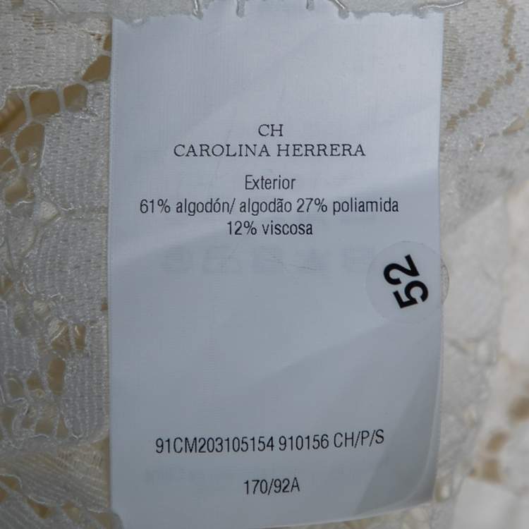 Pre Owned CH Carolina Herrera White Floral Lace Belted Tunic S