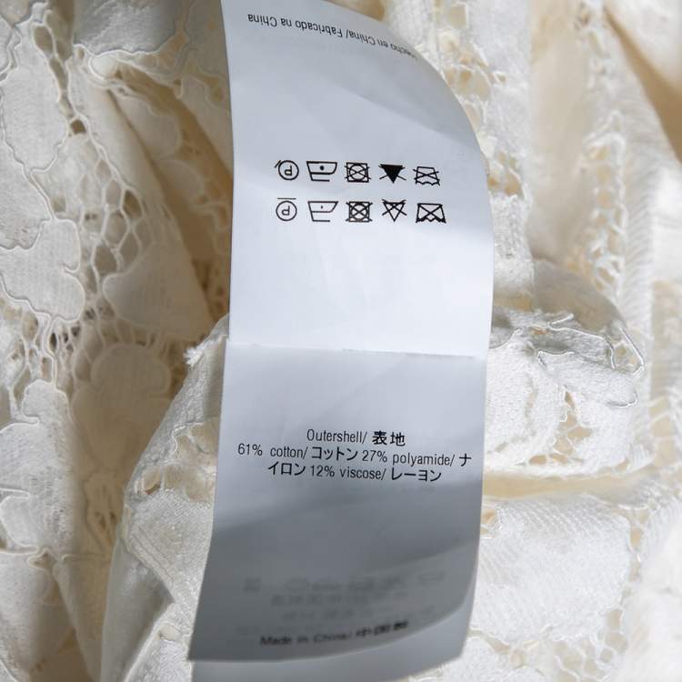 Pre Owned CH Carolina Herrera White Floral Lace Belted Tunic S
