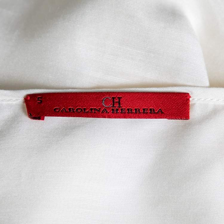 Pre Owned CH Carolina Herrera White Floral Lace Belted Tunic S