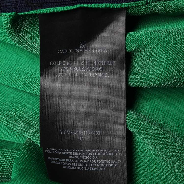 Pre Owned CH Carolina Herrera Green Knit Contrast Bow Detail Top L