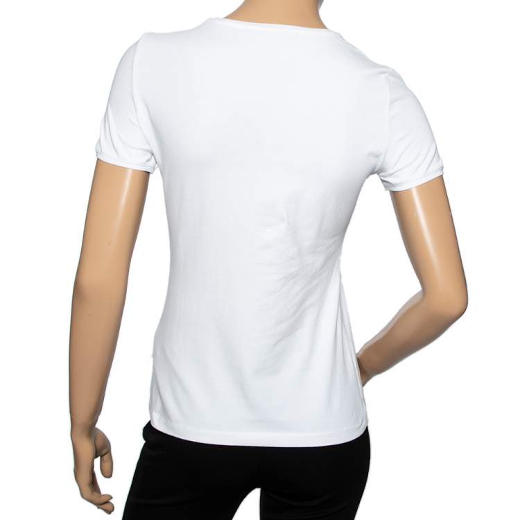 Pre Owned CH Carolina Herrera White Cotton Floral Embroidered Top M