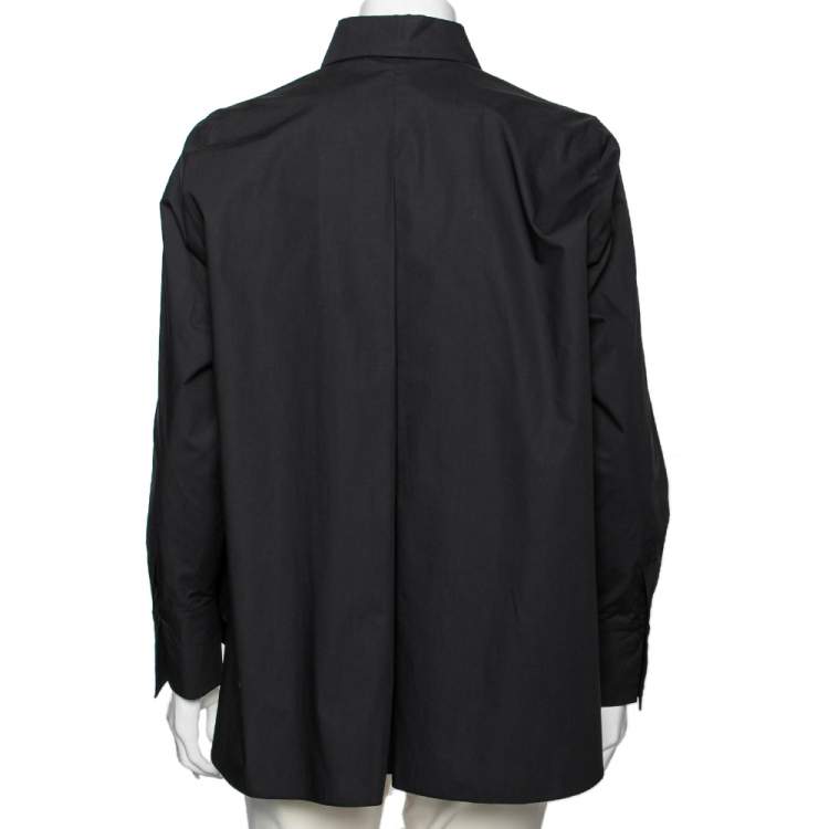 Pre Owned CH Carolina Herrera Black Cotton CH Crystal Embellished Shirt L