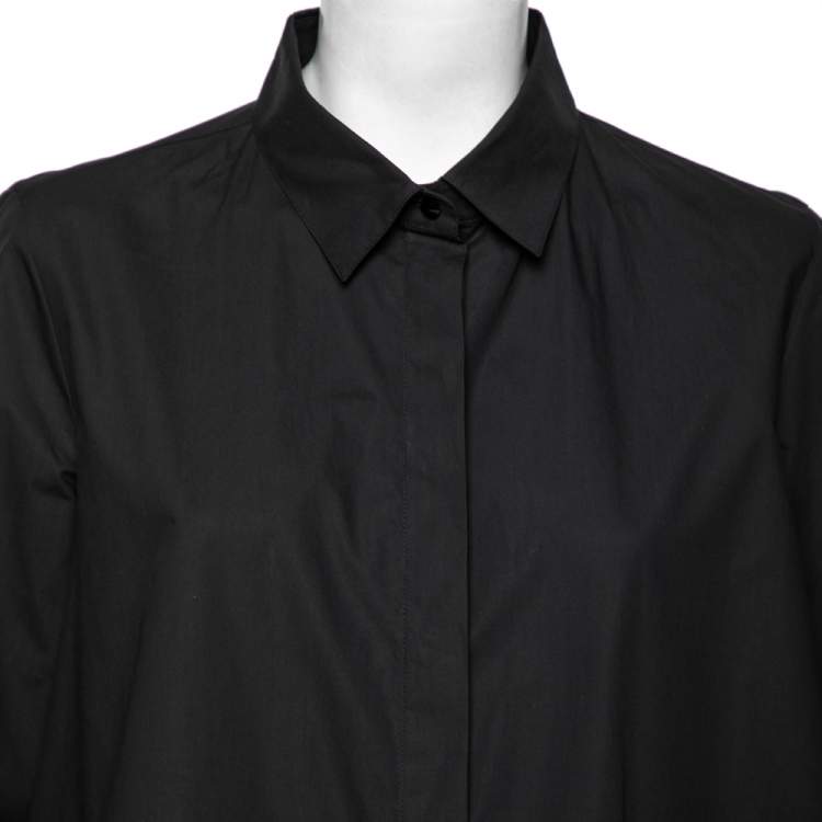 Pre Owned CH Carolina Herrera Black Cotton CH Crystal Embellished Shirt L