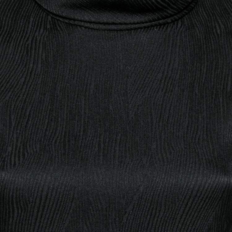 Pre Owned CH Carolina Herrera Black Textured Knit Flared Hem Dress S