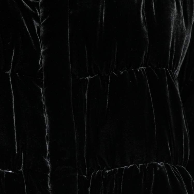 Pre Owned CH Carolina Herrera Black Down Quilted Velvet Button Front Jacket M 