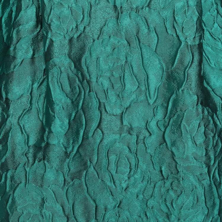 Pre Owned CH Carolina Herrera Green Silk Jacquard Long Sleeve Sheath Dress S