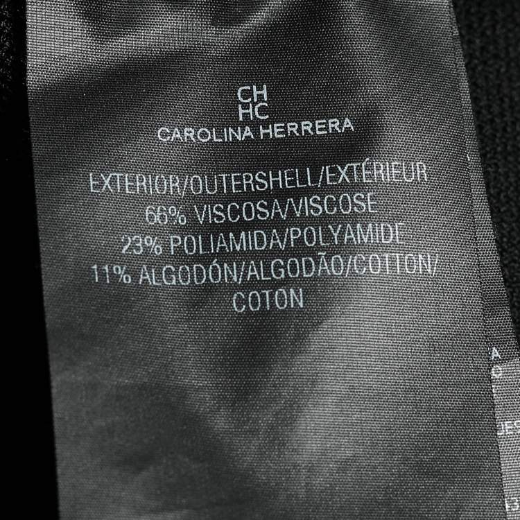 Pre Owned CH Carolina Herrera Black Knit & Lace Inset Bow Detail Dress M