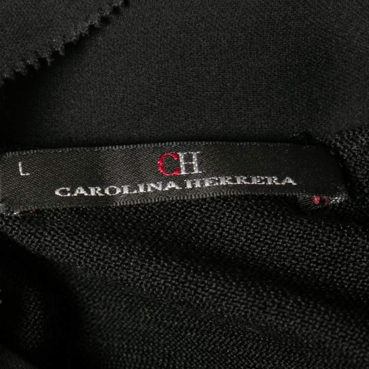 Pre Owned CH Carolina Herrera Black Silk Knit Tie Detail Sleeveless Top L
