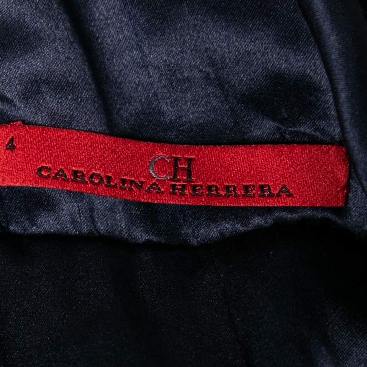 مملوكة مسبقًا CH Carolina Herrera Navy Blue Floral Lace Draped Maxi Dress S