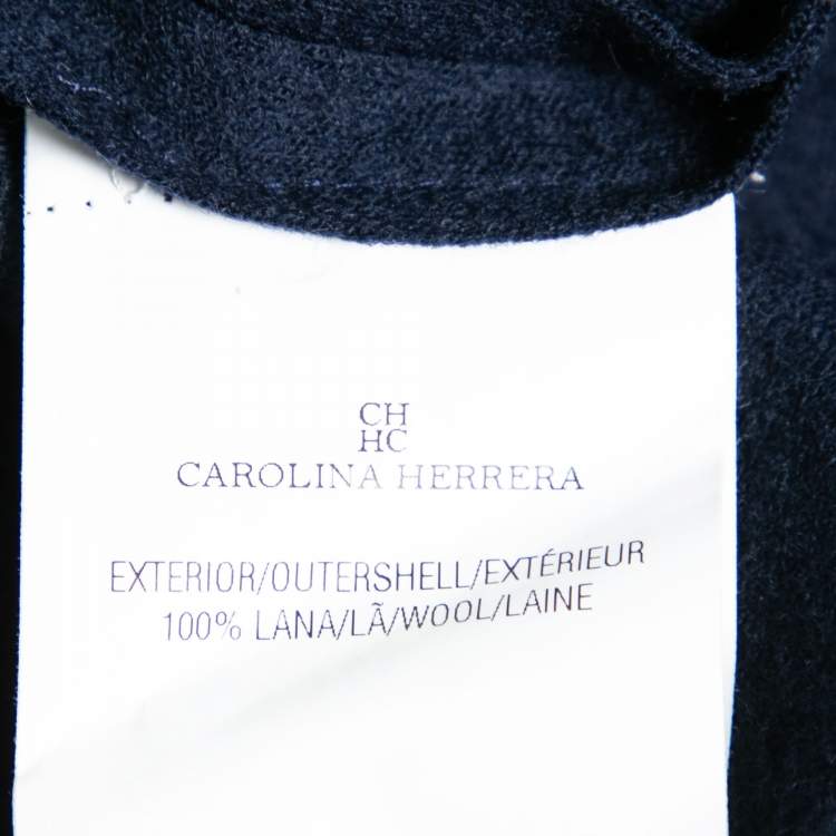 Pre Owned CH Carolina Herrera Navy Blue Wool Knee Length Skirt S