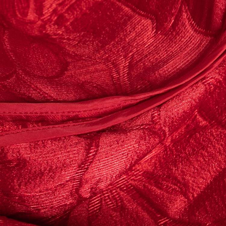 Pre Owned CH Carolina Herrera Red Floral Jacquard Sleeveless Flared Dress L