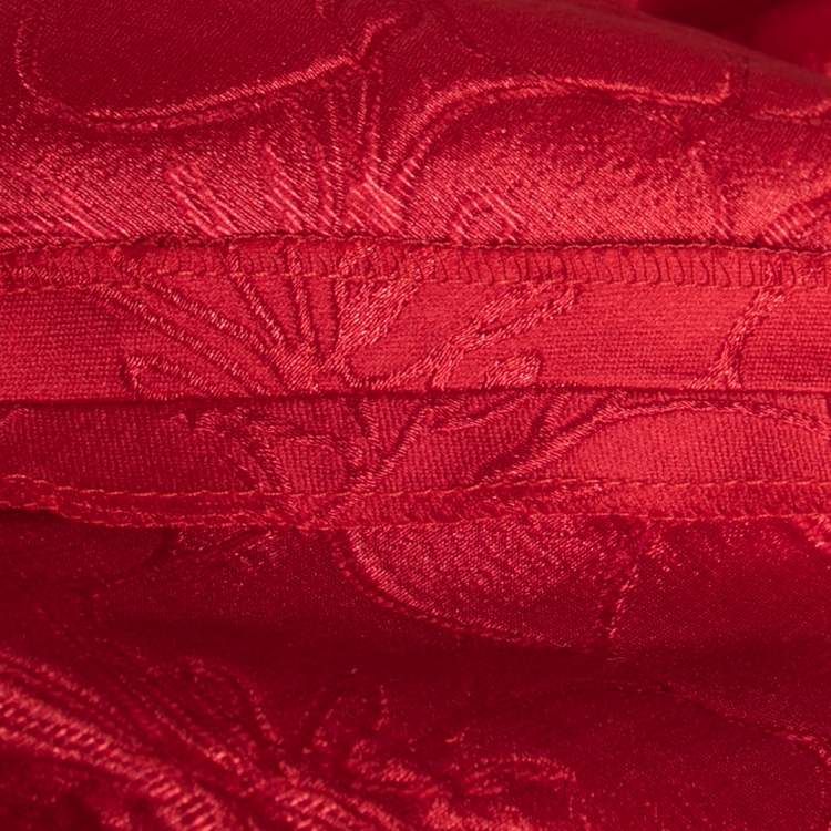 Pre Owned CH Carolina Herrera Red Floral Jacquard Sleeveless Flared Dress L