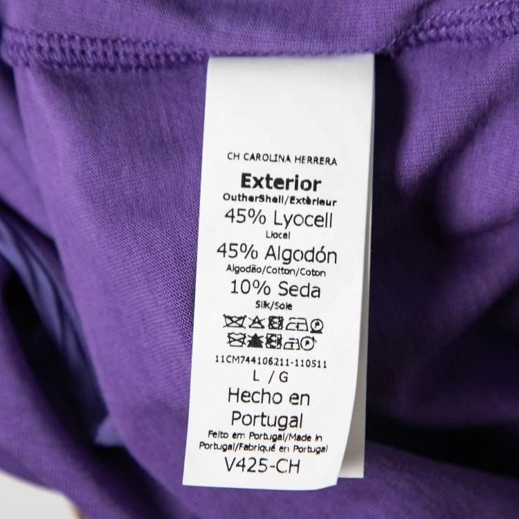 Pre Owned CH Carolina Herrera Purple Jersey Ruffled Neck Sleeveless Top