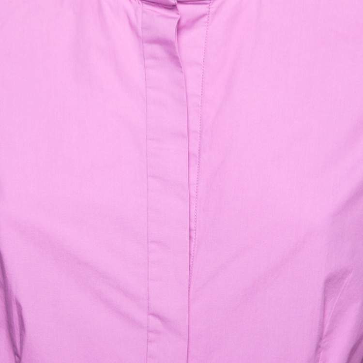 Pre Owned CH Carolina Herrera Purple Cotton Bow Detail Button Front Shirt L