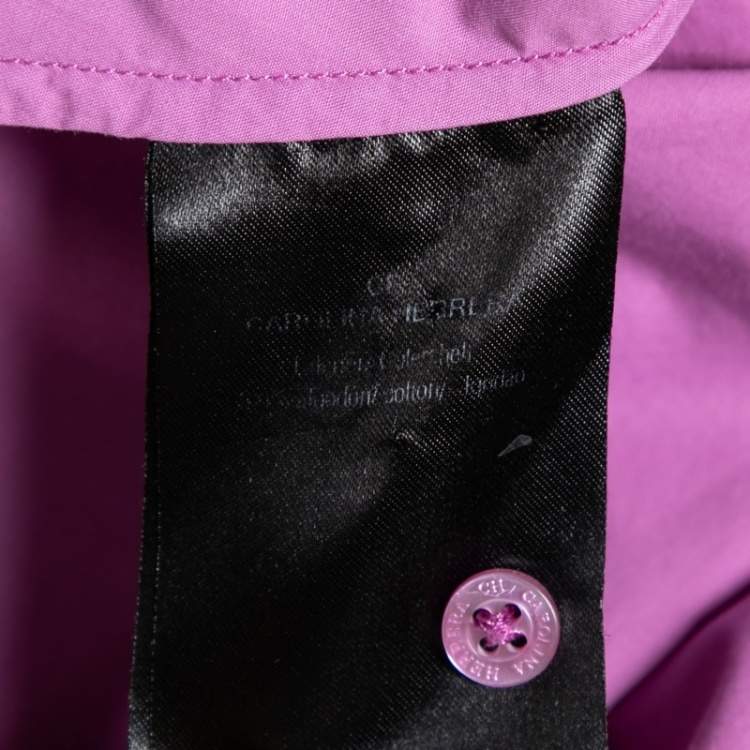 Pre Owned CH Carolina Herrera Purple Cotton Bow Detail Button Front Shirt L