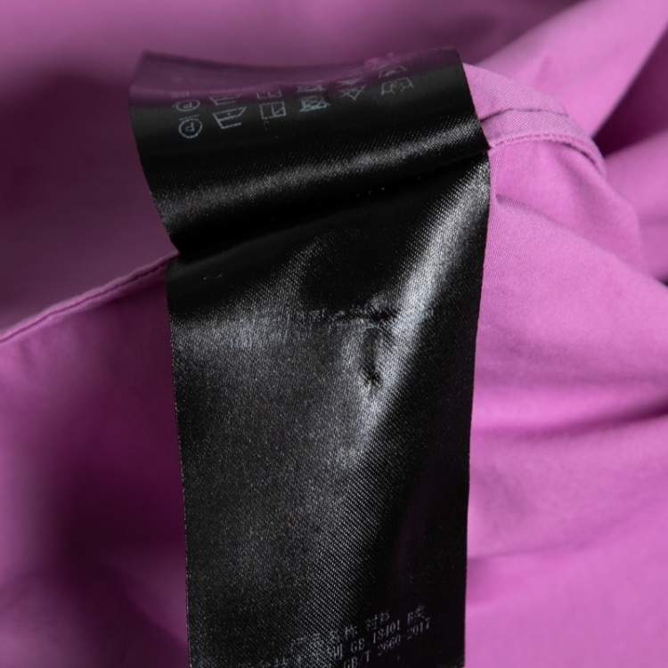 Pre Owned CH Carolina Herrera Purple Cotton Bow Detail Button Front Shirt L
