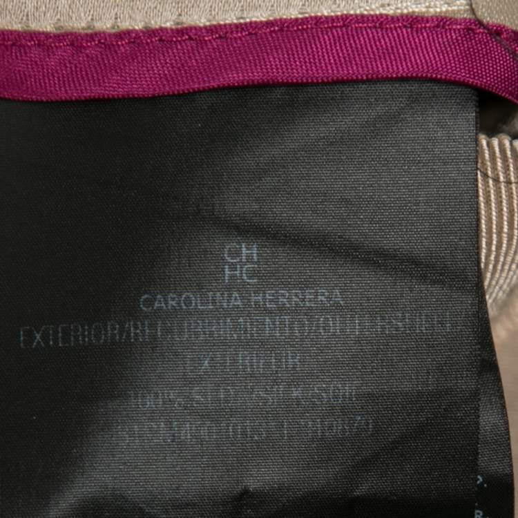 Pre Owned CH Carolina Herrera Gold & Pink Silk Satin Pleated Skirt M